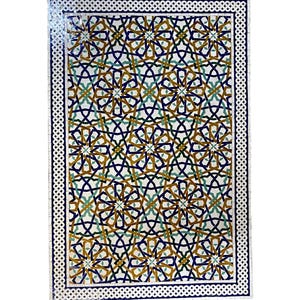Rectangular Moroccan Mosaic Table | Handmade Zellige Dining Table with Foldable Iron Legs | Custom Patio Garden Table