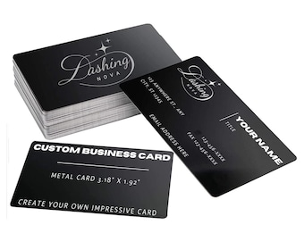 Engraved Black Aluminum Business Cards: Custom Logo & QR Code
