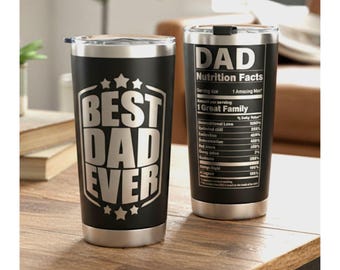 20oz Tumbler Gift for Fathers Day Birthday Personalized Laser Engraved Insulated Travel Mug