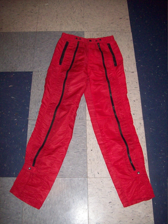 Original Vintage 80s Bugle Boy Red Black Zipper Pa