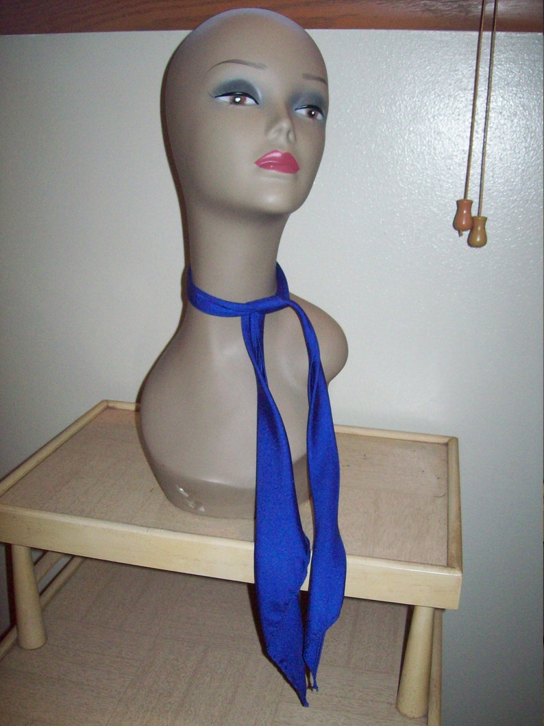 Original Vintage 50s 60s Bright Blue Western Neckerchief Tie Rockabilly Western Swing Neck Tie Men/'s Women/'s VLV Narrow Neck Tie Necktie