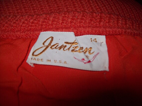 Original Vintage 60s 70s Jantzen Bright Orange A … - image 4