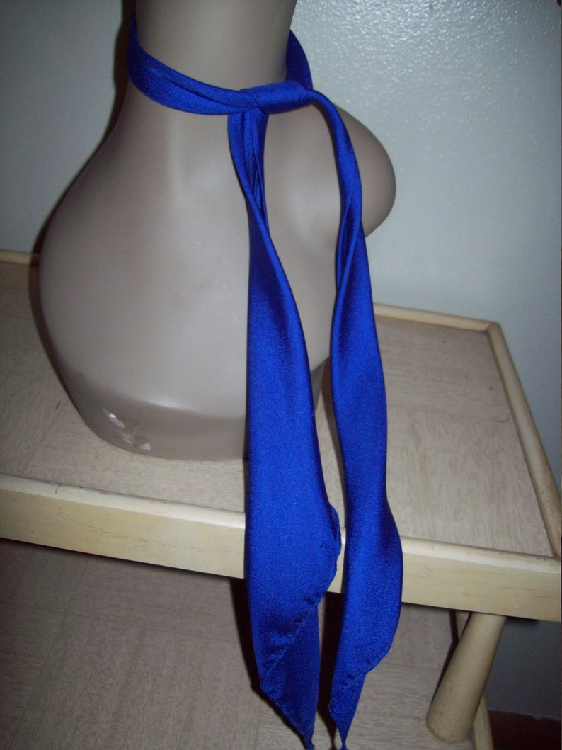 Original Vintage 50s 60s Bright Blue Western Neckerchief Tie Rockabilly Western Swing Neck Tie Men/'s Women/'s VLV Narrow Neck Tie Necktie