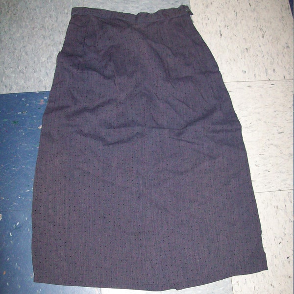Vintage 60s 70s Black On Black Polka Dot Tennis Skirt 28" waist Rockabilly Mod VLV Straight Skirt / School Girl Gym Skirt