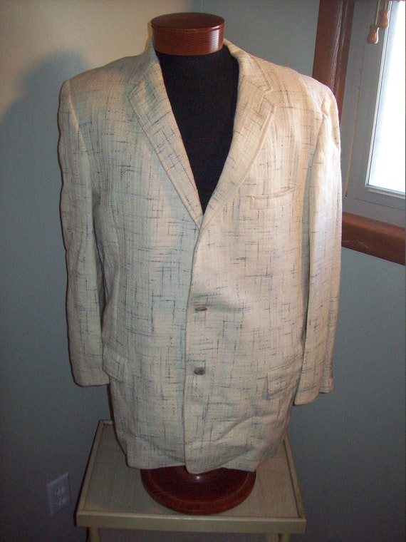 Original Vintage 50s 60s Mens White Grey Fleck Woo