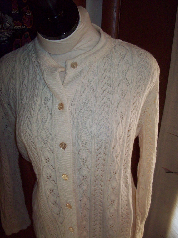 Original Vintage 60s 70s Off White Button Down Ca… - image 1