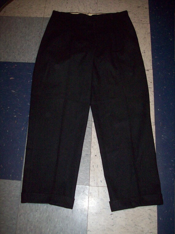 Retro Vintage 40s 50s Black Wool Mens Suit Pants /