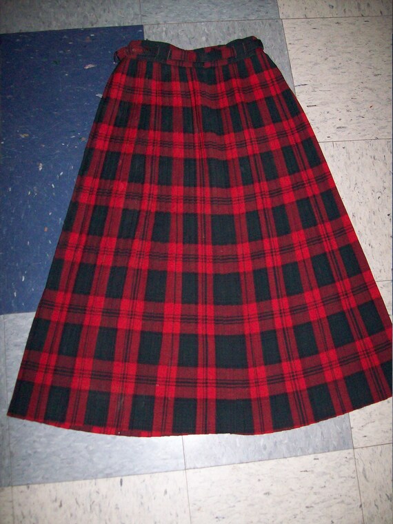 1950s 60s 70s Pastel Plaid A Line Pleated Midi Skirt Wool Winter Fall Holiday Mod Gogo Formal Cute Dressy Swing Beatnik M