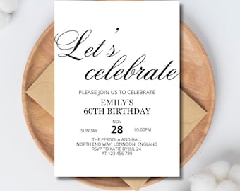 Surprise Birthday Invitation Template: Editable Celebration Invite (Digital Download)