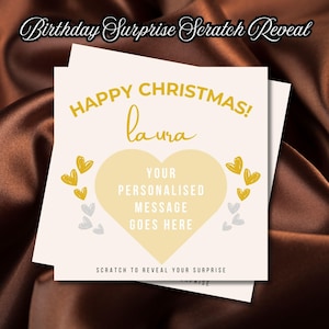Biglietto gratta e vinci personalizzato con sorpresa natalizia, regalo per compleanni, Natale, San Valentino e qualsiasi occasione, idea regalo unica