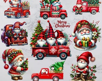 クリスマス クリップアート SVG バンドル – クリスマス トラック、サンタクロース PNG、冬のベビーシャワー、デジタル ダウンロード ホリデー クラフト昇華デザイン