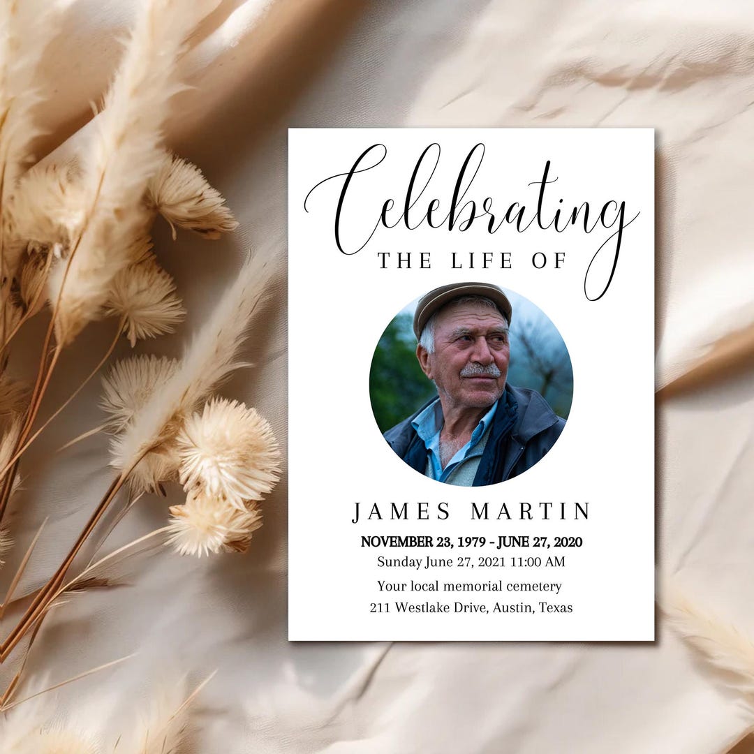 Editable Funeral Invitation Template: Canva Memorial Evite (digital ...