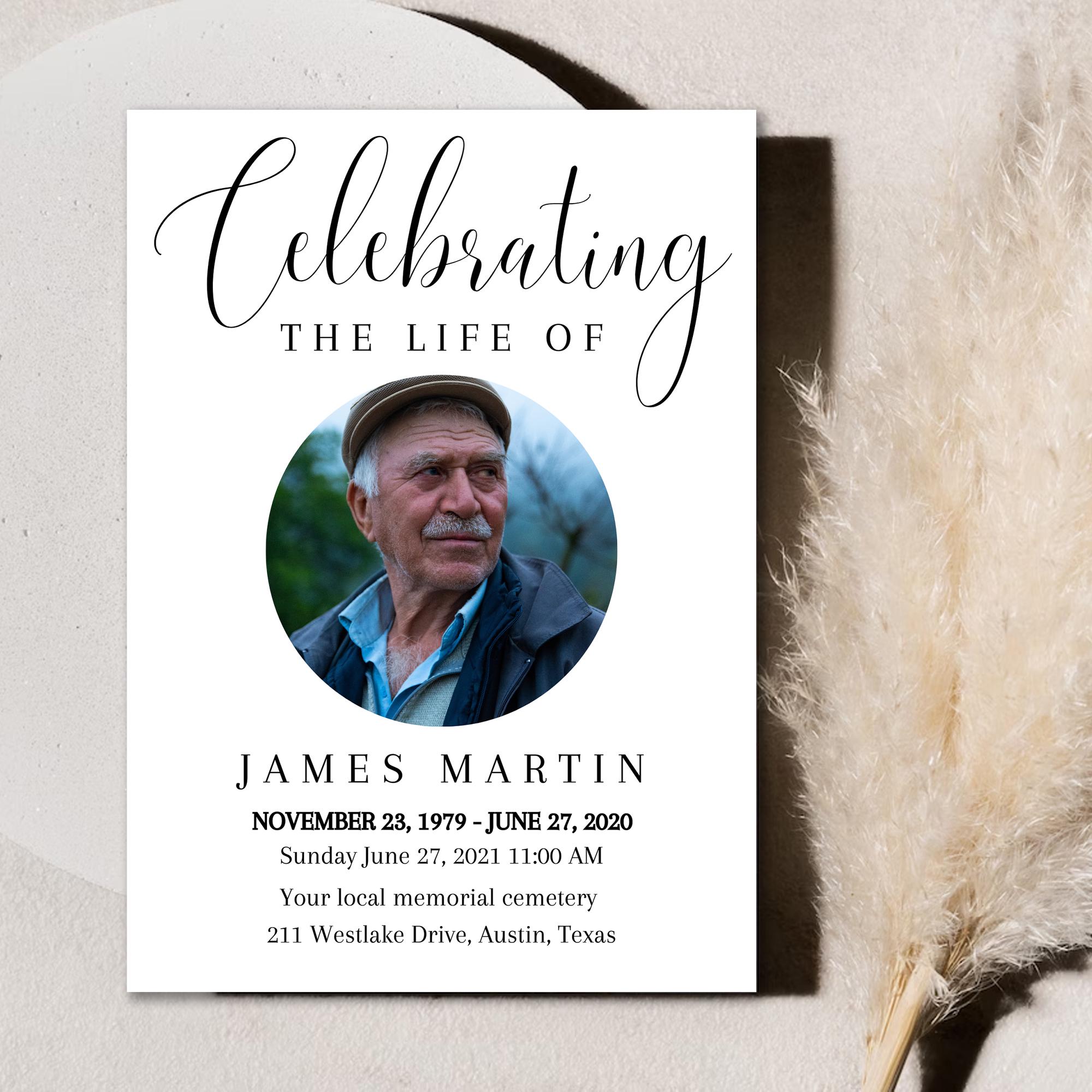 Editable Funeral Invitation Template: Canva Memorial Evite (digital ...