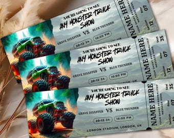 Monster Truck Show Ticket Template: Editable Souvenir (Digital Download)
