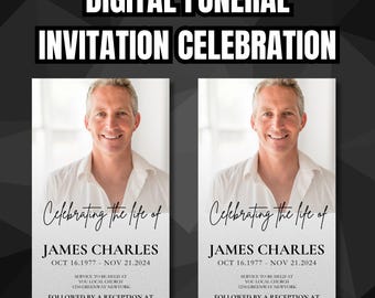 Editable Funeral & Memorial Evites | Digital Funeral Invitations Announcements | Electronic Invites for Memorial Services Easy to Customize