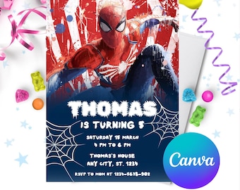 Spiderman Birthday Invitation | Printable Marvel Invitation | Editable Spiderman Invite for Kids Birthday Party Fun Birthday Invite Template