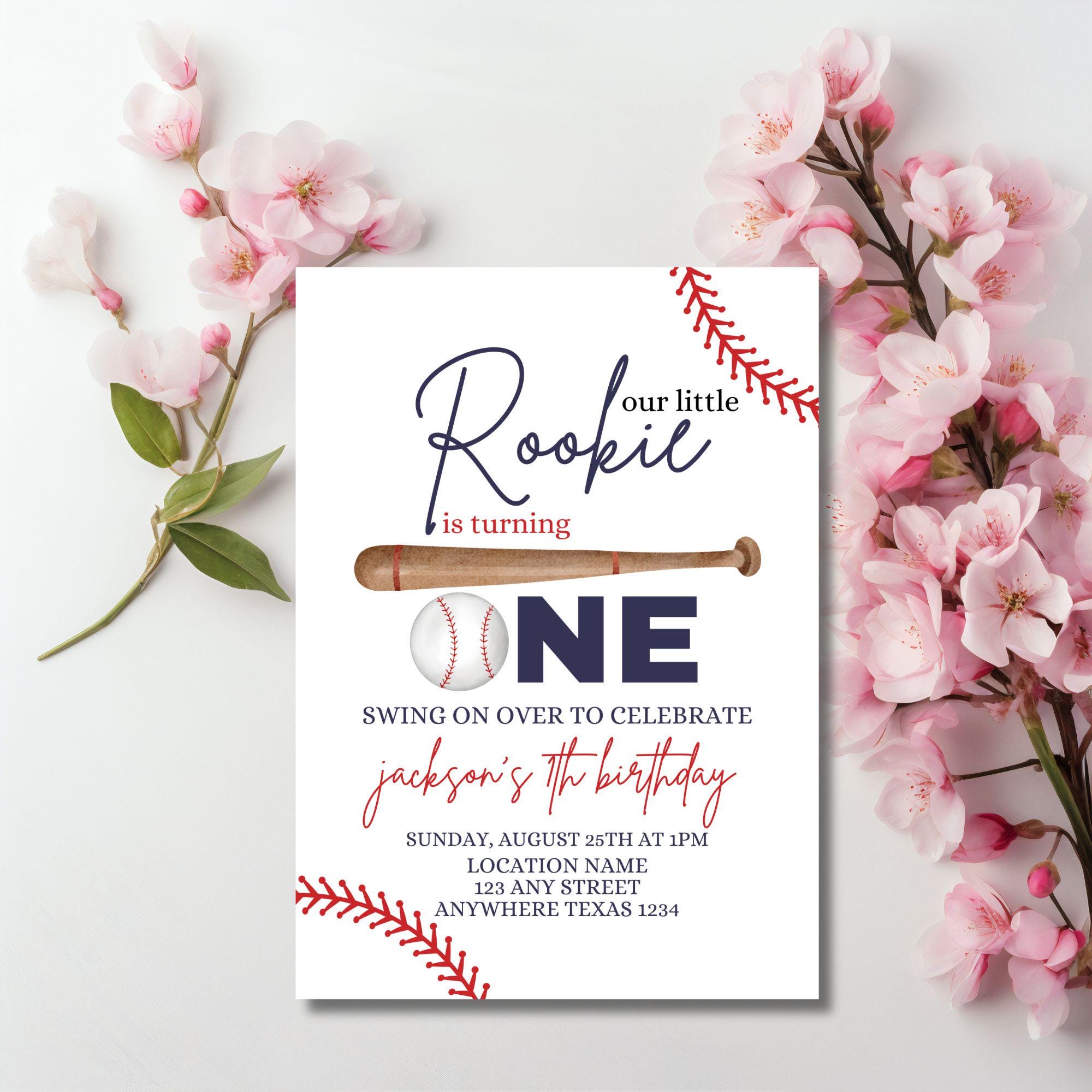 Rookie of the Year First Birthday Invitation: Baseball Theme (digital ...