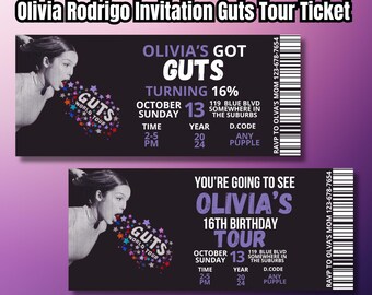 Olivia Rodrigo Guts Tour Birthday Invitation Template