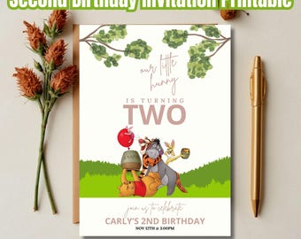 Winnie the Pooh 2nd Birthday Invitation: Classic Theme (Digital Evite)