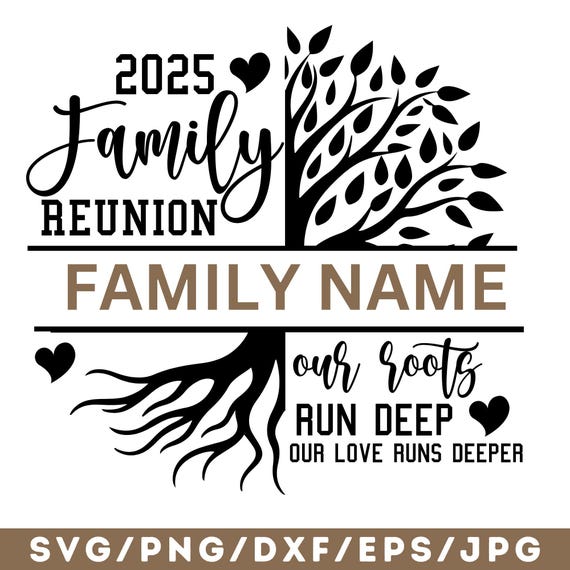 Family Reunion Tree 2025 SVG PNG: DIY Reunion Shirts (Digital Files)