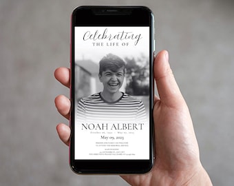 Digital Memorial Invitation Template: Celebration of Life Evite (1080 x 1920)