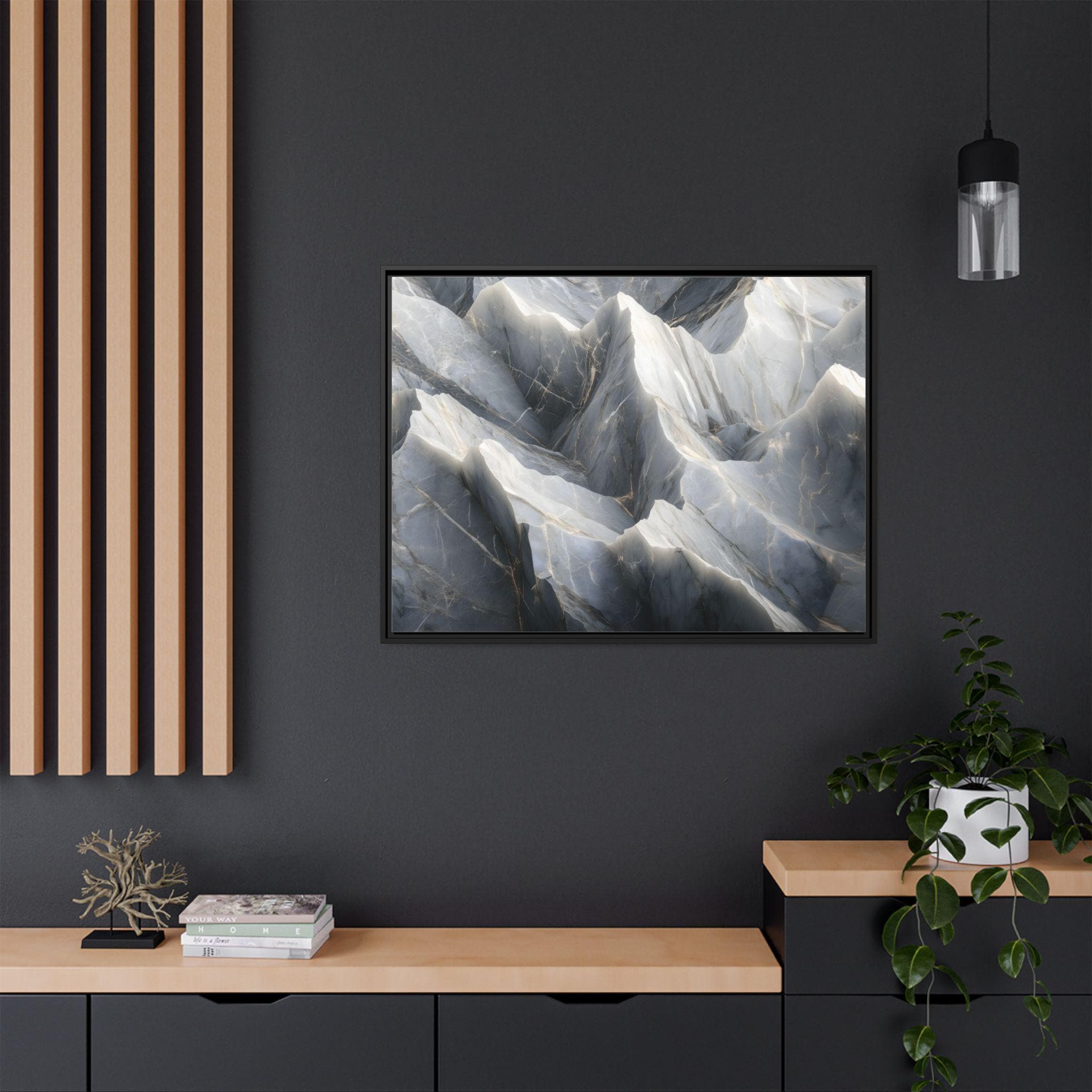 Mountain Boulders Matte Canvas Wall Art, Home Decor, Housewarming Gift, Office Decor - Framed Multi-color Print, Gray Stone Design Home Decor