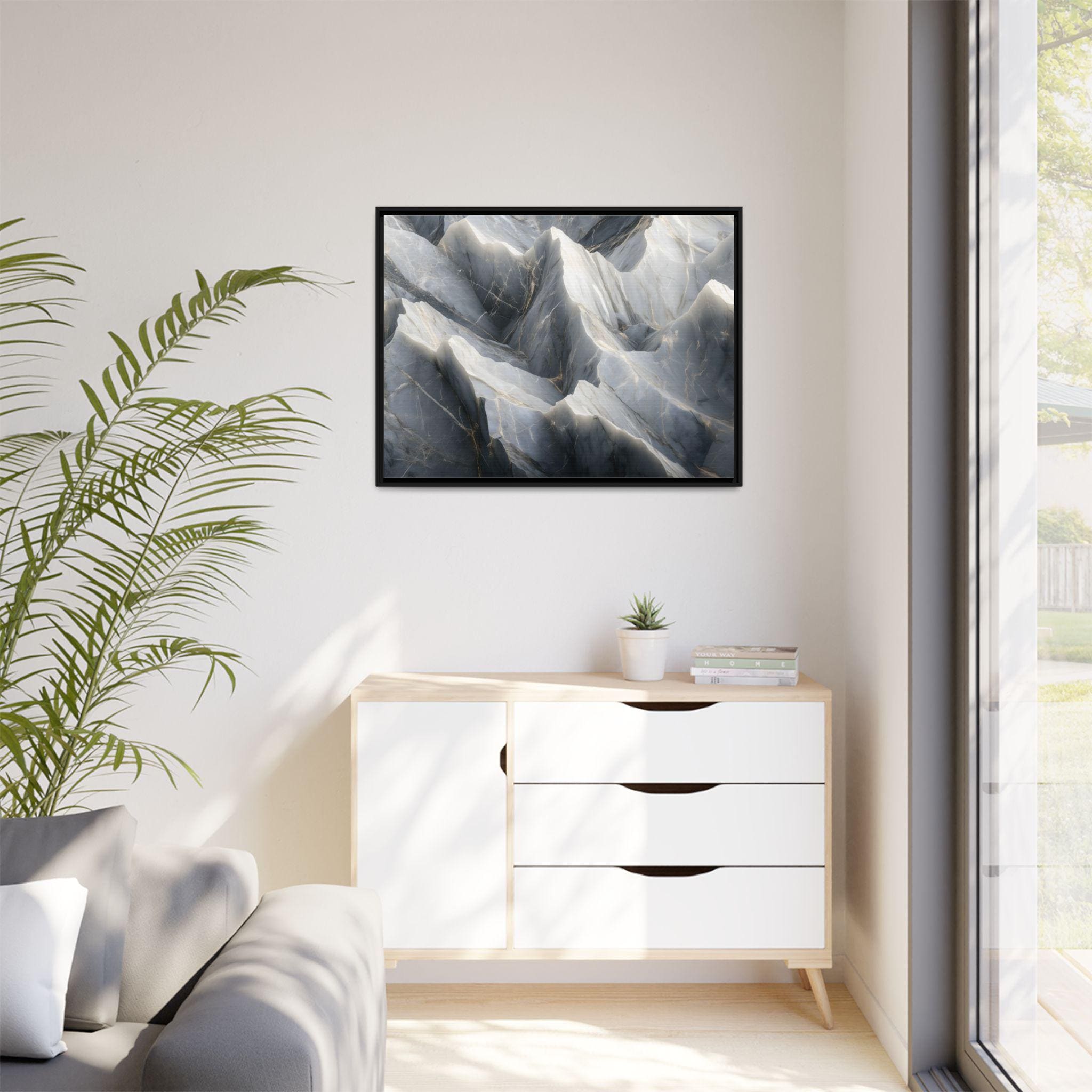 Mountain Boulders Matte Canvas Wall Art, Home Decor, Housewarming Gift, Office Decor - Framed Multi-color Print, Gray Stone Design Home Decor