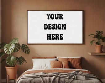 Horizontal Frame PSD of Terracotta Boho Bedroom Wall Art Mockup 10x6