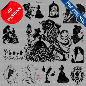 Pacchetto SVG Beauty N Beast, PNG Beauty and Beast, Silhouette Beauty and Beast e file Cricut, SVG SHIRT Beauty and Beast, download digitale