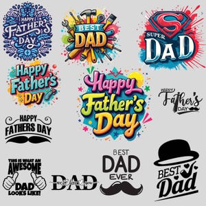 Paquete de siluetas del Día del Padre, paquete de siluetas de Cricut, amo a papá, feliz día del padre, imágenes prediseñadas, descarga instantánea