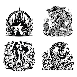 Schoonheid en het beest Svg, Enchanted Rose Svg, Mandala Svg, ingewikkelde wieden Svg, Enchanted Rose Svg, cadeau voor haar Svg, digitaal bestand