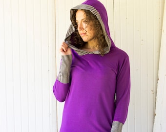 Urban Nomad Hoodie - Kapuzenkleid - Bambus & Bio Baumwolle - Maßanfertigung - Wählen Sie Ihre Farbe - Boho Chic Eco Fashion - Biokleidung