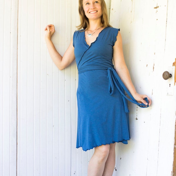 West Coast Wrap Dress - Organic Fabric - Made to Order - Choose Your Color - Eco Fashion - Organic Summer Dress - Handmade in U.S.A.