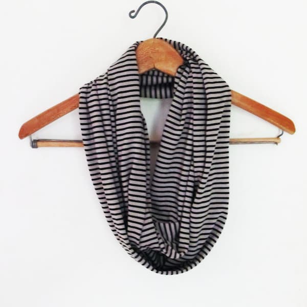 Bamboo Stripe Infinity Scarf - GREAT GIFT - Ready to Ship - Organic Accessory - Organic Cotton & Bamboo - Handmade in USA by Rowan Grey