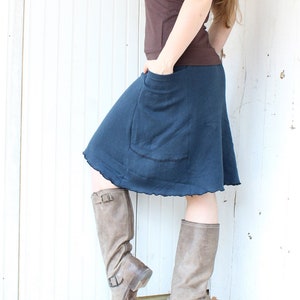 Short Hemp Passport Pocket Skirt - Organic Hemp/Cotton Jersey - Choose Your Color