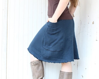 Short Hemp Passport Pocket Skirt - Organic Hemp/Cotton Jersey - Choose Your Color