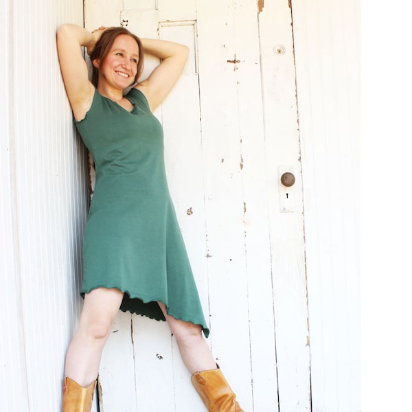Edith Angled Tank Dress - Organic Fabric - Summer Eco Fashion - Short Summer Dress - Angled Asymetrical Mini Dress - Casual Organic Cotton