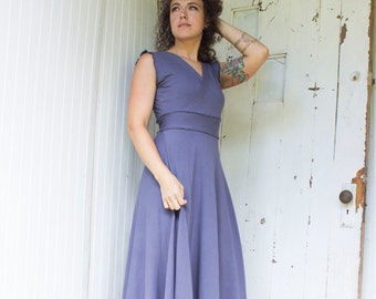 Rhiannon Full Length Wrap Dress - Made to Order - Organic Fabric - Choose Your Color - Eco Fashion - Boho Chic -  V-Neck Maxi Dress