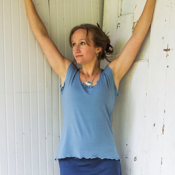 Organic Basic Tank Top - Made to Order from Organic Cotton Blend Jersey - Choose from 20 colors - XXS - Plus Size - Casual Yoga Sleeveless