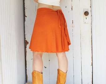 Hemp and Organic Cotton Short Wrap Skirt - Many Colors to Choose From - Made to Order