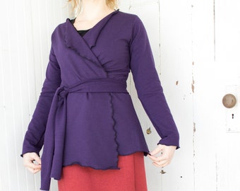Short Wrap Cardigan - Soy and Organic Cotton French Terry - Made to Order - Many Colors Available