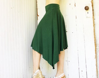 Swallow Tail Mid Length Skirt - Organic Fabric - Made to Order - Choose Your Color