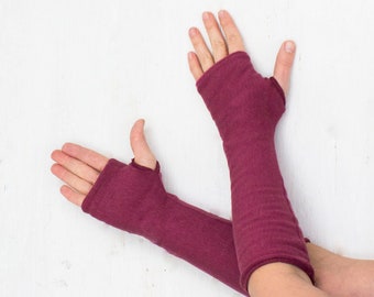 Organic Cotton Tencel Fleece Arm Warmers ~ Double Lined ~ Fingerless Gloves ~ Texting Gloves ~ Warm ~ Vegan ~ Cruelty Free ~ Unisex ~ Gift