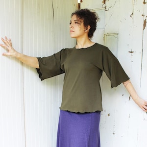 Clarissa Kimono Top - Organic Cotton Blend - Custom Made to Order - Eco Chic - Handmade Organic Women's Clothing by Rowan Grey