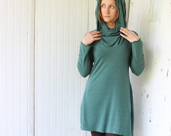 Organic Super Cowl Tunic - Long Sleeve - Organic Cotton Blend - Choose Your Color - Made to Order - Eco Fashion - Organic Women's Clothing
