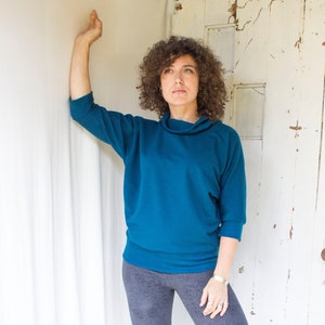 Meeshka Organic Fleece Sweatshirt - Tencel + Organic Cotton Fleece - Dolman Sleeves, Cowl, Relaxed Fit - Made to Order - Choose Color + Size