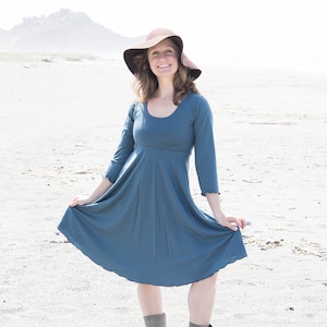 Sasha - 100% Merino Wool Lightweight Sweaterdress - Fit and Flare - Lined Bust  - Choose Your Color - Made to Order in the USA by Rowan Grey