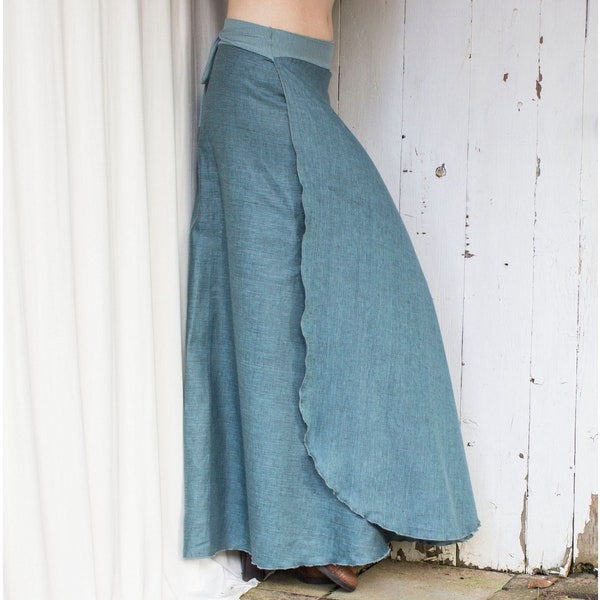 Organic Linen Maxi Wrap Skirt  - 100% Certified Organic Linen - Full Length - Made to Order Choose Your Color - Maternity, Plus Size, Petite