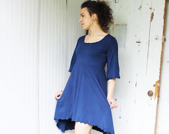 Cedar Dress - Organic Half Bell Sleeve A-Line Scoop Neck Dress - Organic Clothing - Eco Fashion - Made to Order