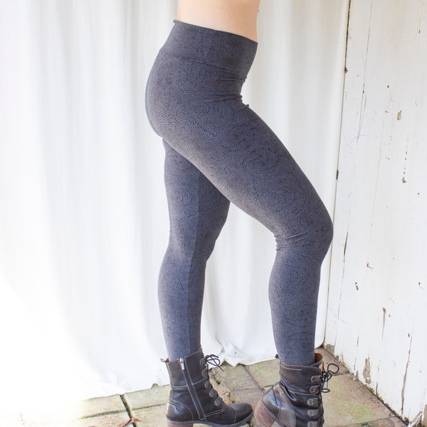 Stretch Hemp Leggings - Hemp & Organic Cotton Lycra Jersey - Yoga Waistband - Earth Friendly - 15 Solid Colors + 3 Prints to Choose From